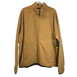 Tek Gear Men's Jacket Size XXL Tan Fleece Full Zip w/ Warm Zip Pockets Outdoor